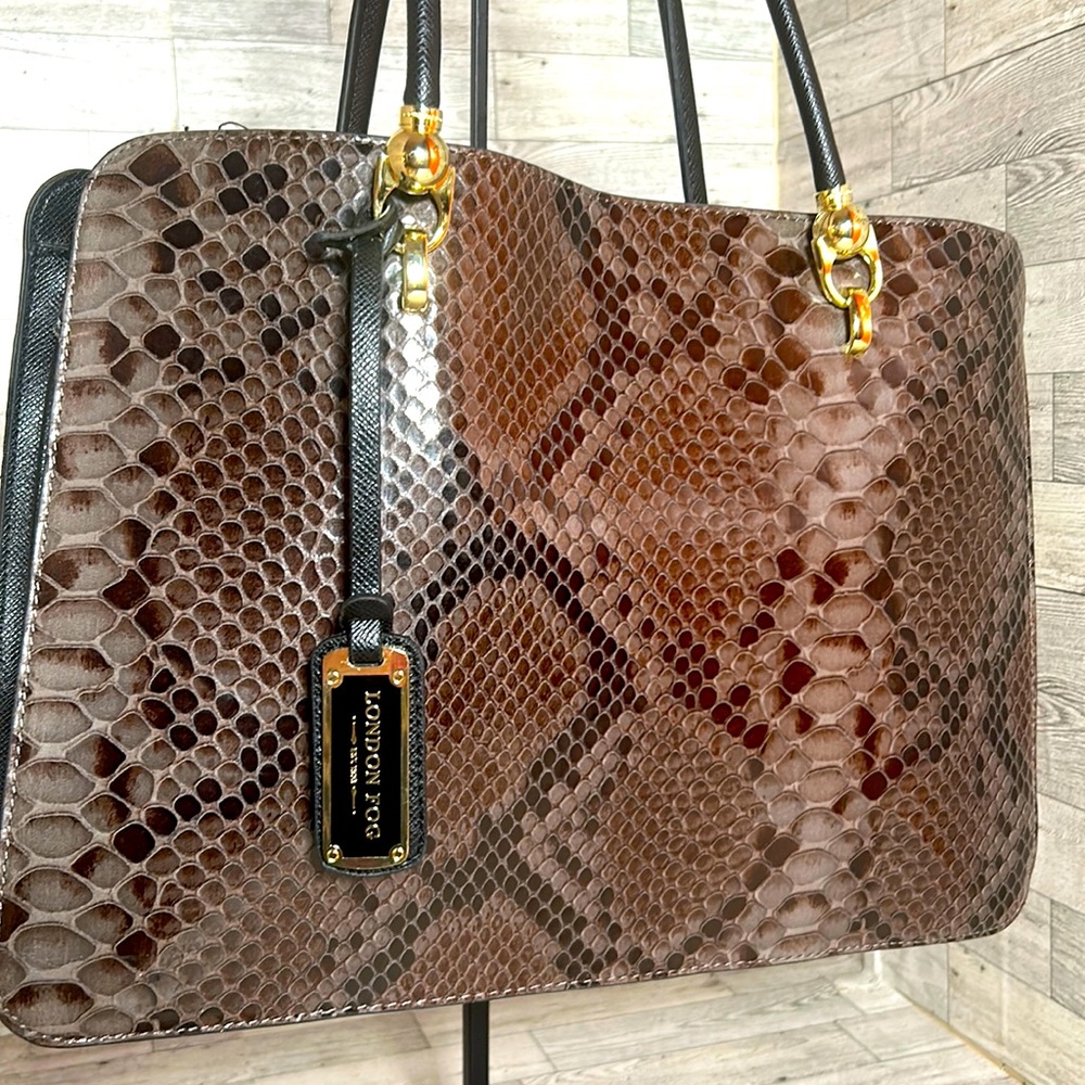 London Fog Faux Python tote EUC